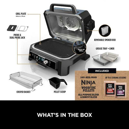 Ninja Woodfire Pro Connect XL Electric BBQ Grill & Smoker with Stand & Cover